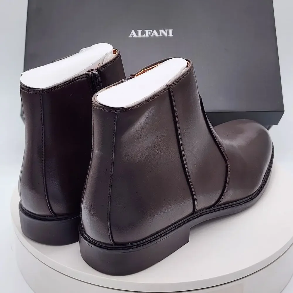 Alfani Liam Men’s Espresso Brown Side Zip Ankle Dress Boots Size 7.5 M